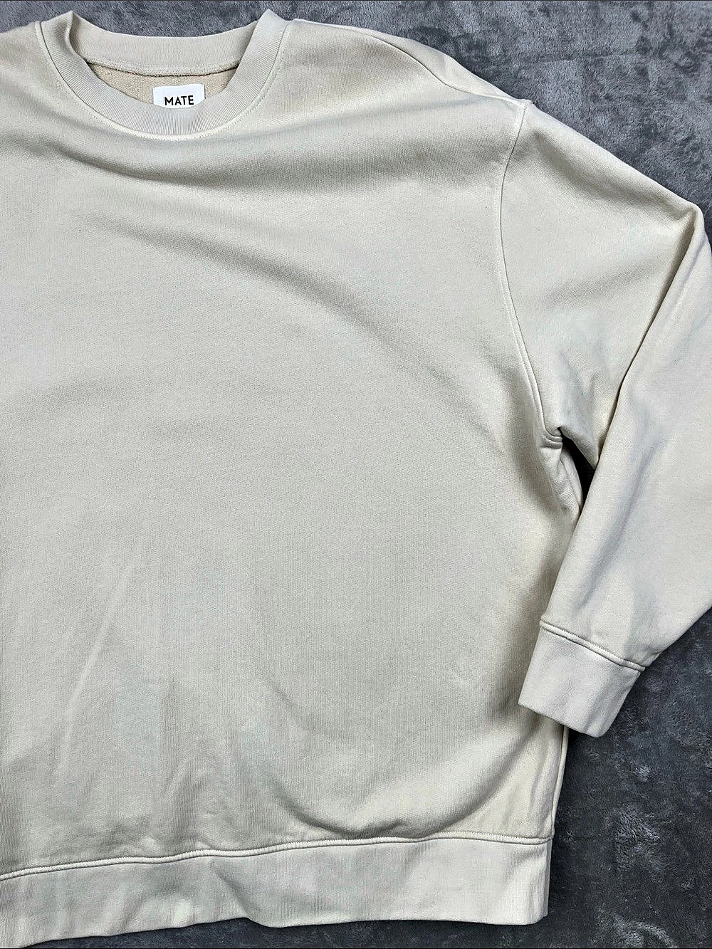 NEW MATE The Label M/L Organic Fleece French Terry Oversized Sweatshirt Cream